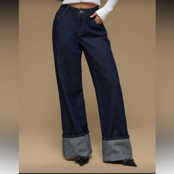 Forever 21 Denim - Forever 21 brand new Women's Dark Blue Jeans with Gray Cuffs